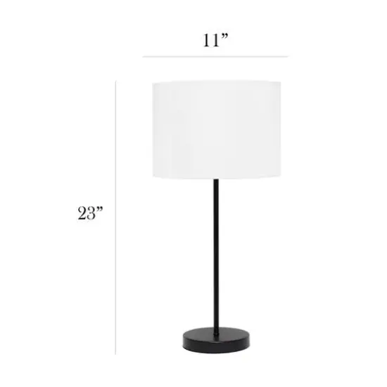 Simple Designs 23" White Fabric Shade Lamp Black {4}