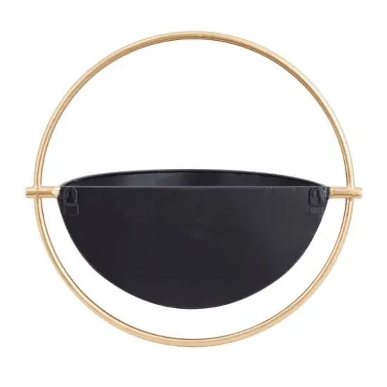 Set of 3 Black Iron Contemporary Planters, 15" x 14" x 5" {7}