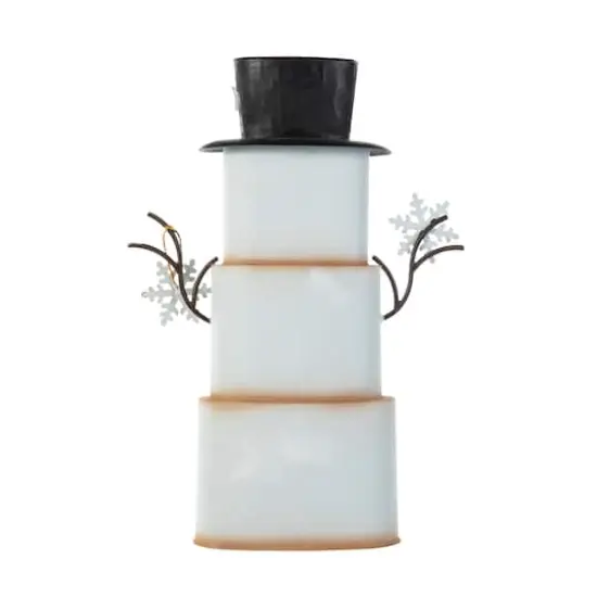 Glitzhome&reg; 17" Metal Stacked Box Snowman Table D&eacute;cor {6}