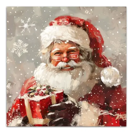 Happy Neutral Santa 24" x 24" Canvas Wall Art {1}