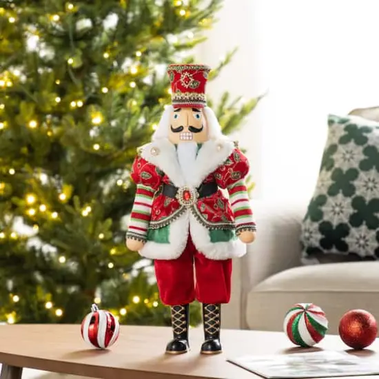 Glitzhome&reg; 20"H Faux Fur Christmas Nutcracker Figurine {3}