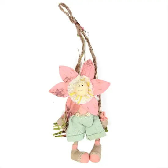 23" Pink Spring Hanging Sunflower Girl Decorative Figure {1}