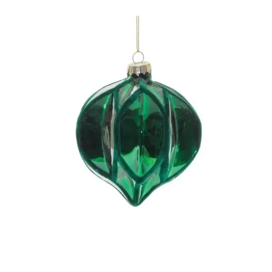 6 Pack Green Textured Harlequin Glass Ornaments {6}