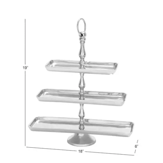 19" Silver Aluminum 3-Tier Tray Stand {8}
