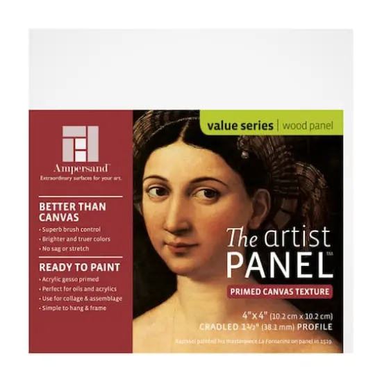 Ampersand&trade; The Artist Panel&trade; 4" x 4" Cradled Primed Wood Panel {1}