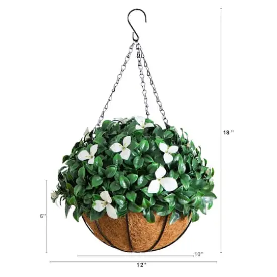 18in. UV Resistant Artificial Gardenia Hanging Basket (Indoor/Outdoor) {3}