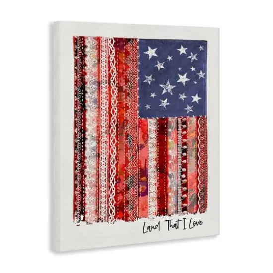 Stupell Industries Land That I Love Phrase Macrame American Flag Canvas Wall Art {4}