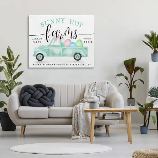Stupell Industries Bunny Hop Farms Sign Easter Egg Green Truck Canvas Wall Art {3}