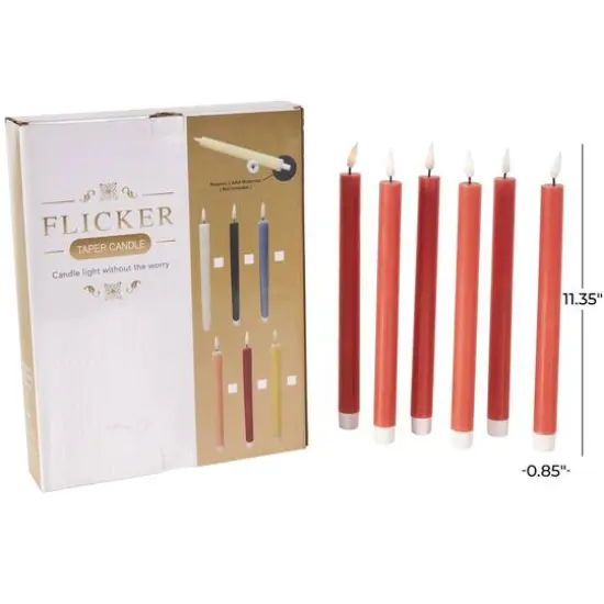 11" Flameless Wax Candles with Remote Control, 6ct. Red {8}