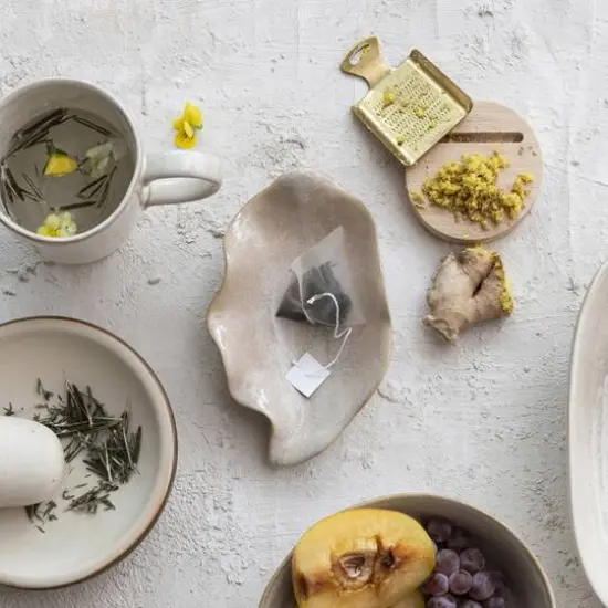 Hello Honey® White Reactive Glaze Stoneware Soap Dish & Spoon Rest {3}