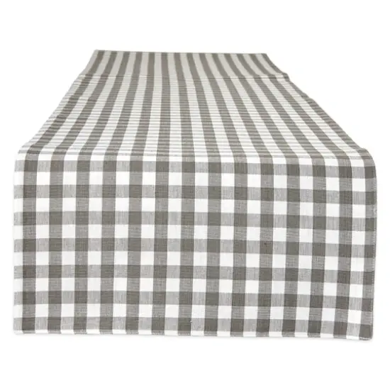 DII® 72" Reversible Gingham & Buffalo Check Table Runner Gray/White {7}