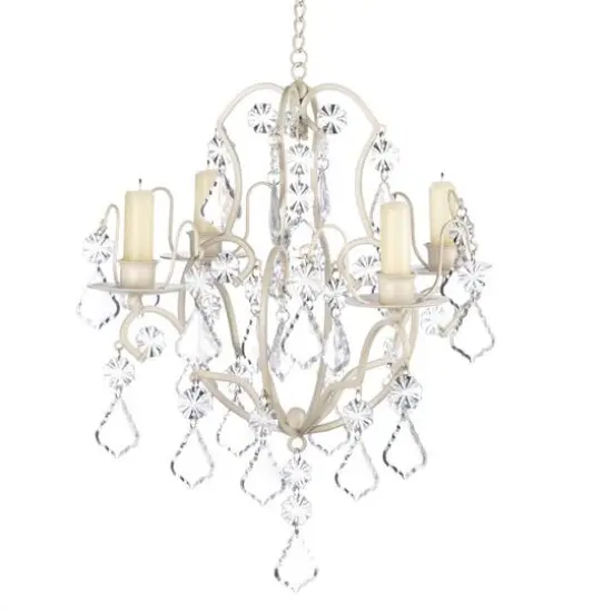 15" Ivory Baroque Candle Chandelier {1}