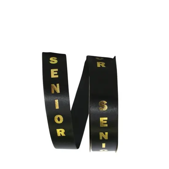 The Ribbon Roll 1.375" x 100yd. Satin Senior Ribbon Black/Silver {2}