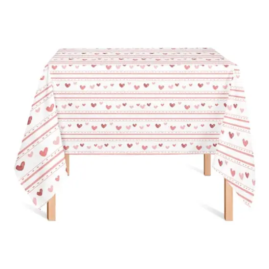 Multi Heart Stripes Pattern 58" x 58" Tablecloth {3}
