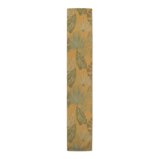 72" Tropical Palm Cotton Twill Runner Yellow {4}