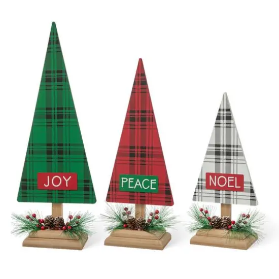 Glitzhome&reg; Christmas Plaid Table Tree Set {1}