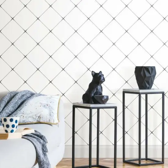 RoomMates Diamond Tile Geo Peel & Stick Wallpaper Black/White {5}