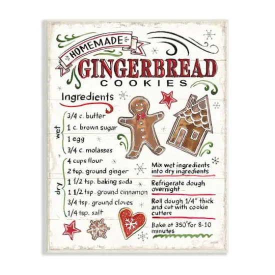Stupell Industries 19" Homemade Gingerbread Cookies Recipe Wall Plaque {1}