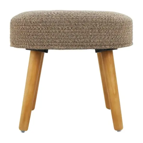 17" Brown Chevron Textured Stool with Wooden Legs {4}
