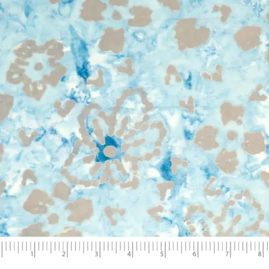 SINGER Batik Light Cyan Flower Cotton Fabric {1}