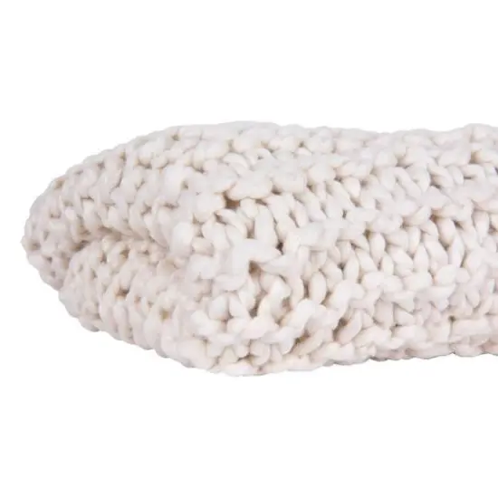 Hello Honey&reg; Cream Acrylic Chunky Knit Throw Blanket {5}