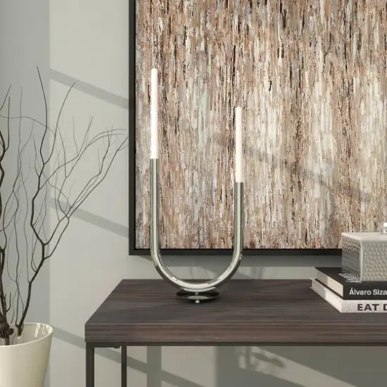 14" Silver Stainless Steel Abstract U-Shaped Candelabra {11}
