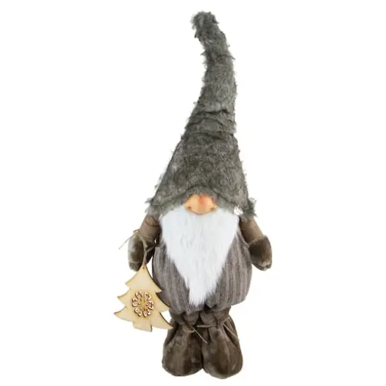 33" Gray & White Woodland Gnome with Striped Pants Christmas Figurine {1}