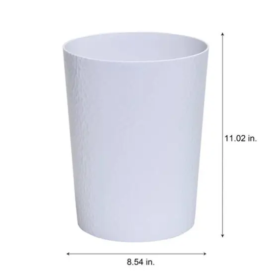 Bath Bliss White Hammered Textured Trash Can {6}