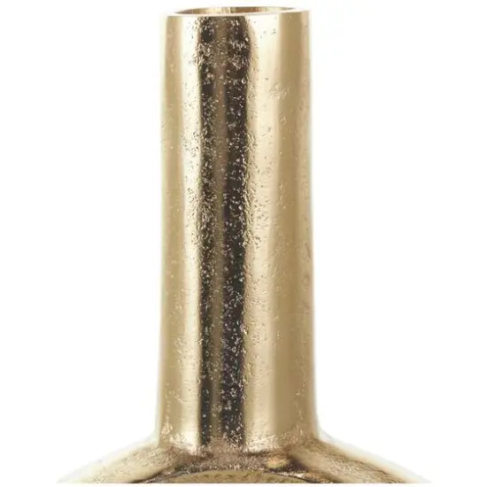 16" Gold Aluminum Metal Geometric Circular Vase with Linear Etchings {8}