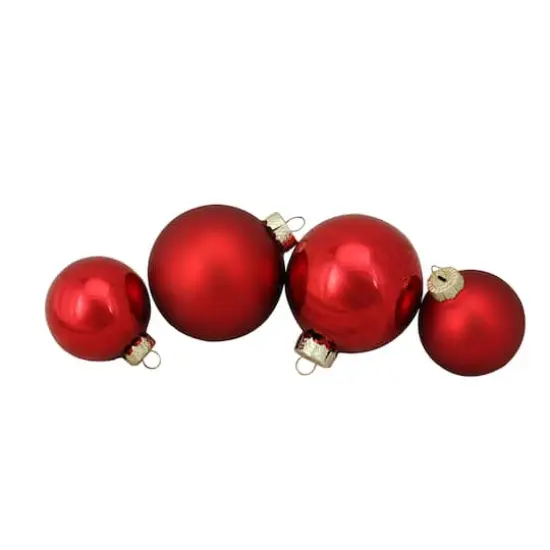 96ct. Shiny & Matte Red Glass Ball Ornaments {1}