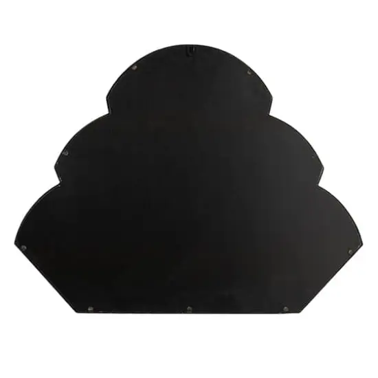 Hello Honey&reg; 33" Black Distressed Metal Scallop Shaped Wall Mirror {3}