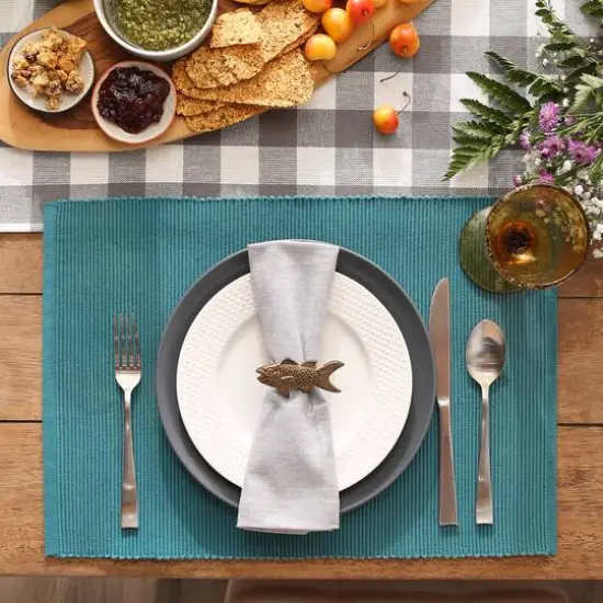 DII&reg; Ribbed Cotton Placemats, 6ct. Storm Blue {6}