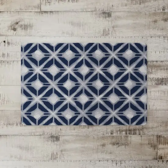 Navy and Gray Diamond 27" x 18" Floor Mat {3}