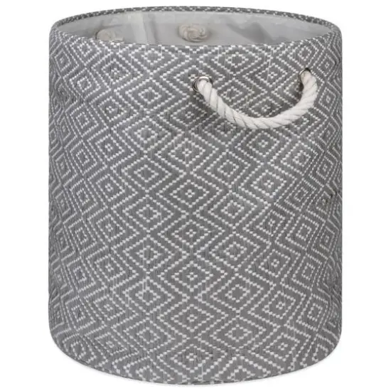 DII&reg; Large Round Diamond Basketweave Paper Bin Gray/White {1}