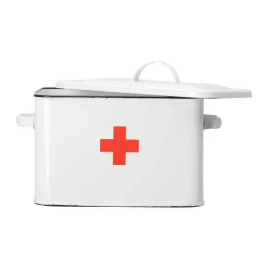 Hello Honey&reg; Metal First Aid Box with Lid White/Red {1}