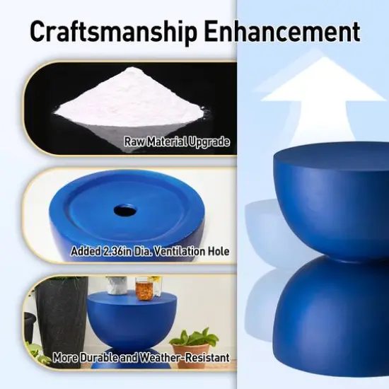 Glitzhome&reg; 18" Multi-Functional Terrazzo Garden Stool Cobalt Blue {10}