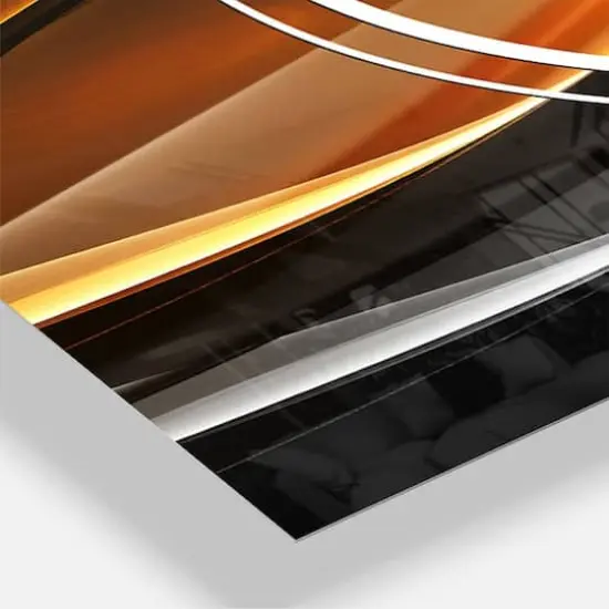 Designart Gold Silver Inward Lines Modern 3 Panel Wall Clock {4}