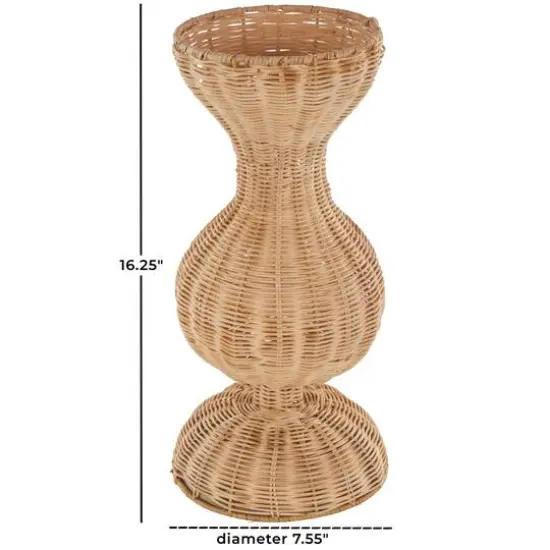 16.25" Brown Rattan Hourglass Vase with Dome Base {10}