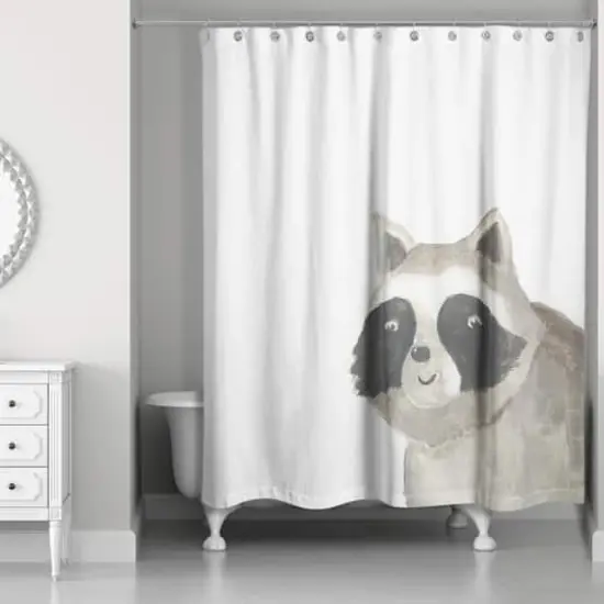 Hello Raccoon 71" x 74" Shower Curtain {1}