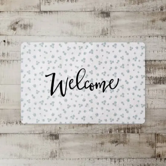 Daisy Print Welcome Floor Mat Blue {3}