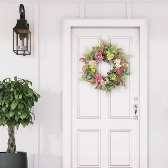 26" Artificial Hydrangea & Dogwood Floral Spring Wreath {6}