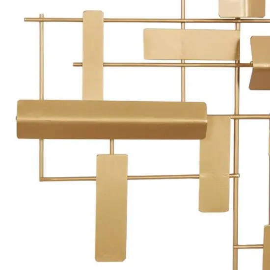 CosmoLiving by Cosmopolitan Gold Iron Grid Wall Accent {4}
