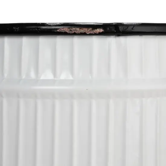 Hello Honey&reg; White & Black Corrugated Metal Planters Set {8}