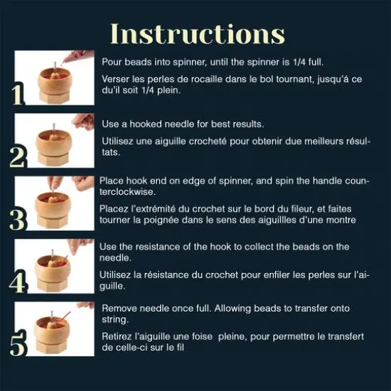 John Bead 3.6" x 3.6" Spin that Bead! Wooden Dual Bead Spinner with 2 Needles {5}