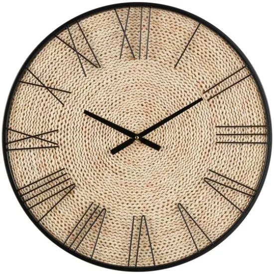 23.5" Coiled Rope Wall Clock with Black Metal Frame {1}