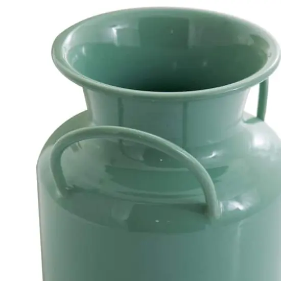 Teal and White Metal Jug Vase with Handles Set {3}