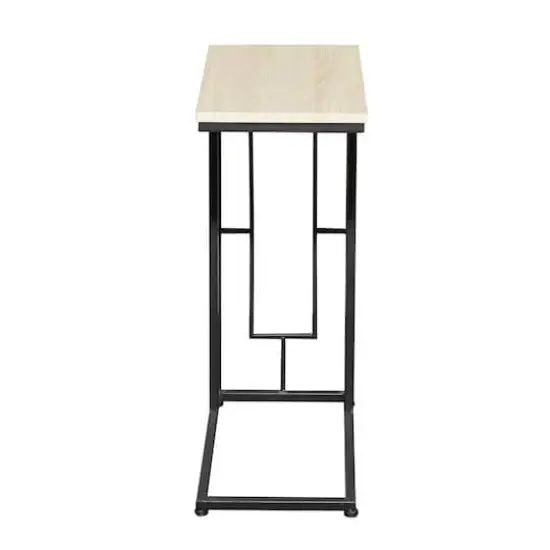 Black Iron & Wood Contemporary Accent Table {5}