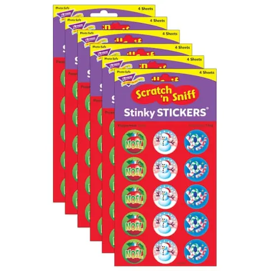 Trend Enterprises&reg; Stinky Stickers&reg; Christmas/Peppermint, 6 Packs of 60ct. {1}