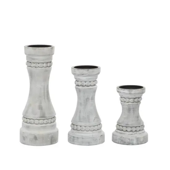 Gray Wood Farmhouse Candle Holder Set {6}