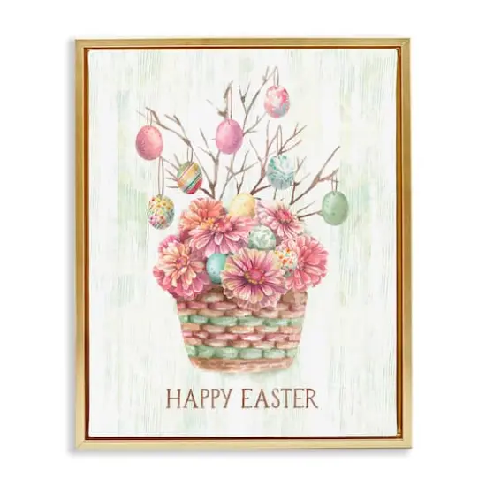 Stupell Industries Happy Easter Bouquet Floater Framed Art Gold {1}